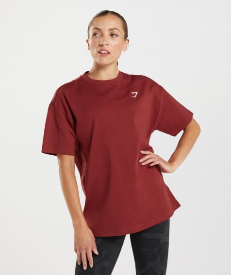 Women's Gymshark Training Oversized T-Shirts Red | CA DA3517